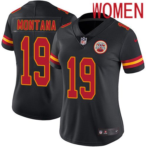 Women Kansas City Chiefs 19 Joe Montana Nike Black Vapor Limited NFL Jersey